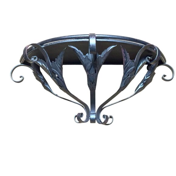 Wrought Iron Wall-Mounted Decorative Shelf With Leaf Design - Picture 11 of 11